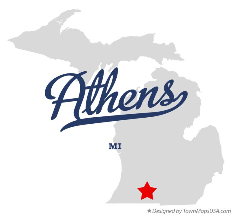Map of Athens Michigan MI