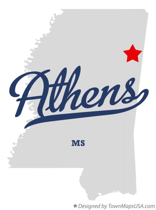 Map of Athens Mississippi MS