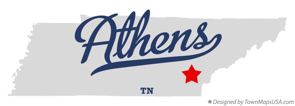 Map of Athens Tennessee TN