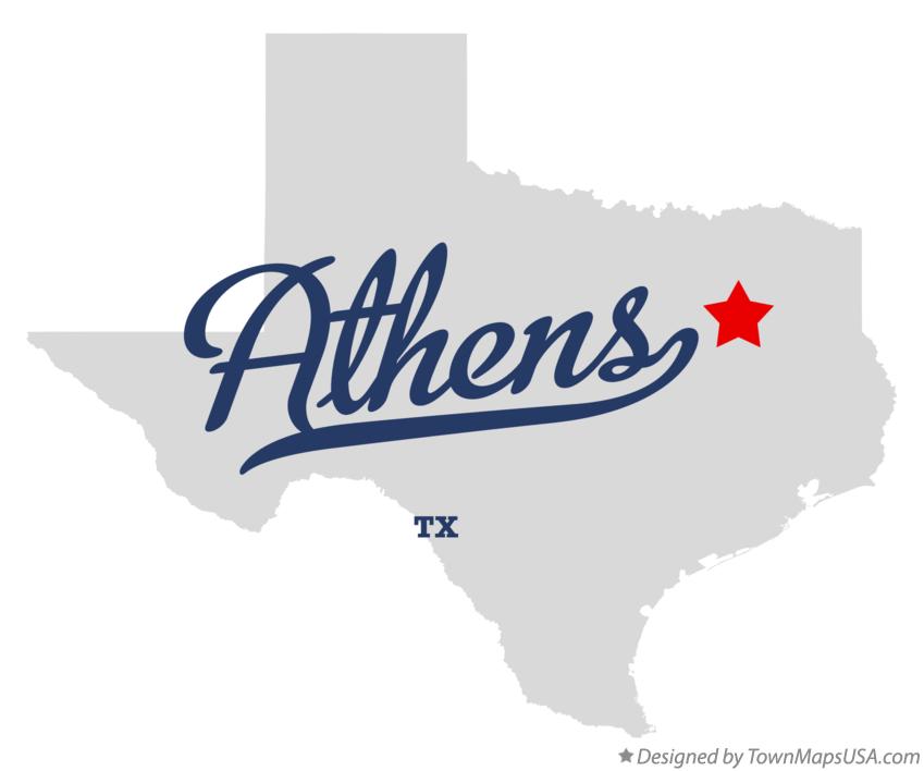 Map of Athens Texas TX