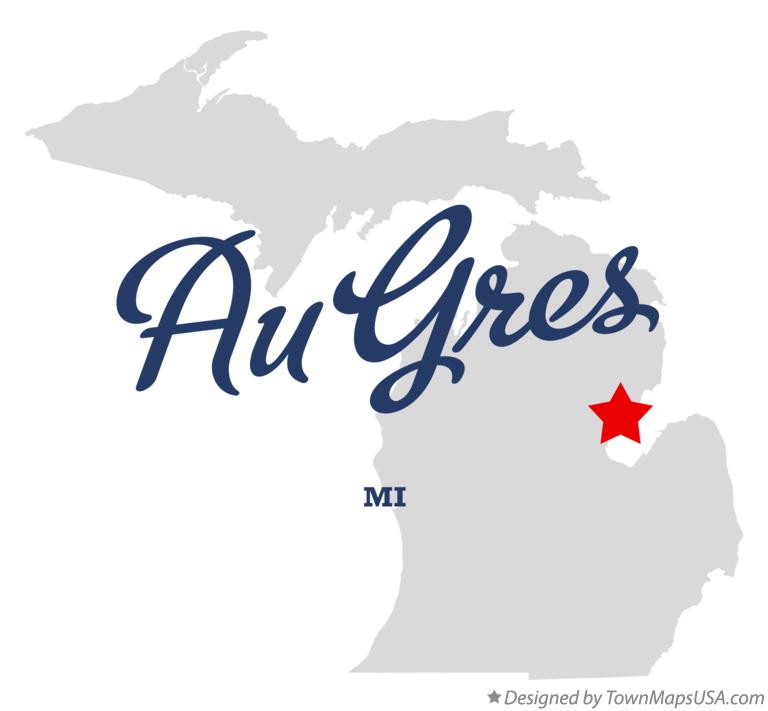 Map of Au Gres Michigan MI