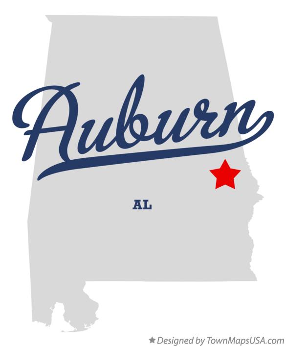 Map of Auburn Alabama AL