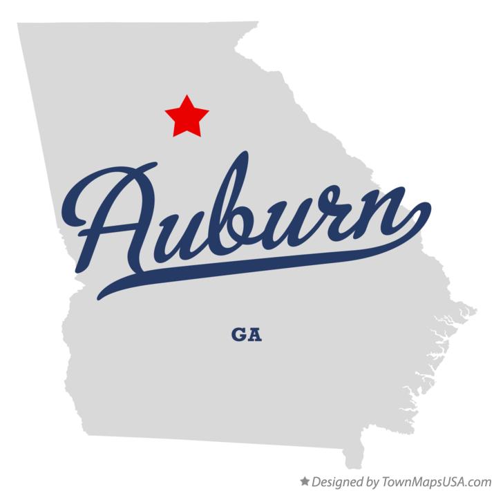 Map of Auburn Georgia GA
