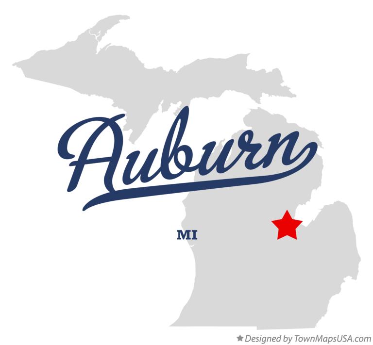 Map of Auburn Michigan MI