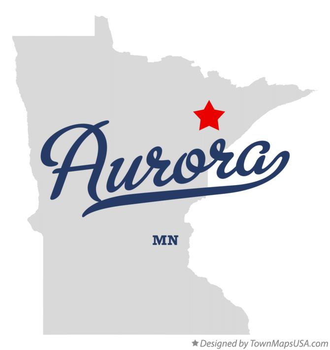 Map of Aurora Minnesota MN