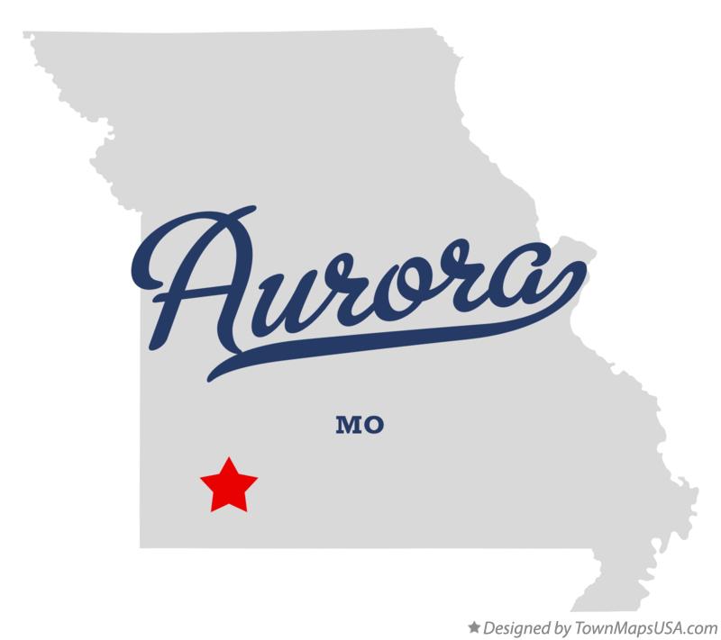Map of Aurora Missouri MO