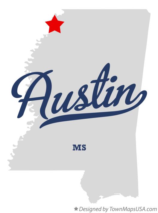 Map of Austin Mississippi MS