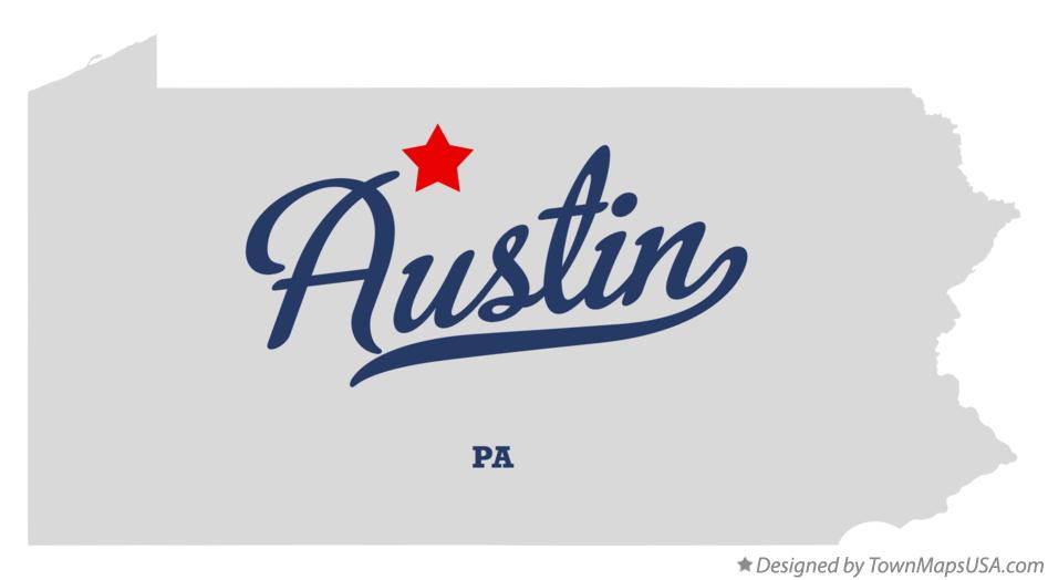 Map of Austin Pennsylvania PA