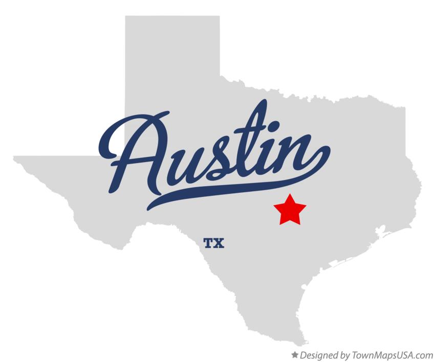 Map of Austin Texas TX