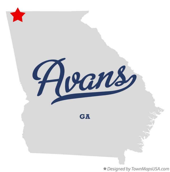 Map of Avans Georgia GA