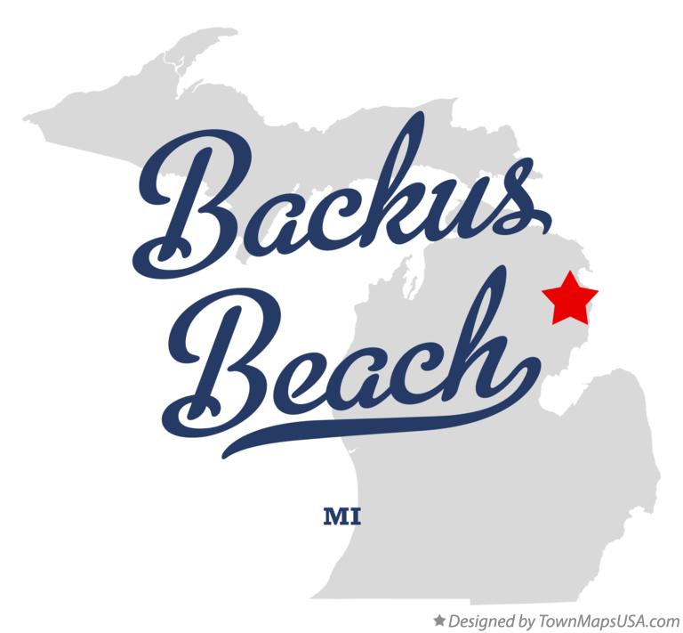 Map of Backus Beach Michigan MI