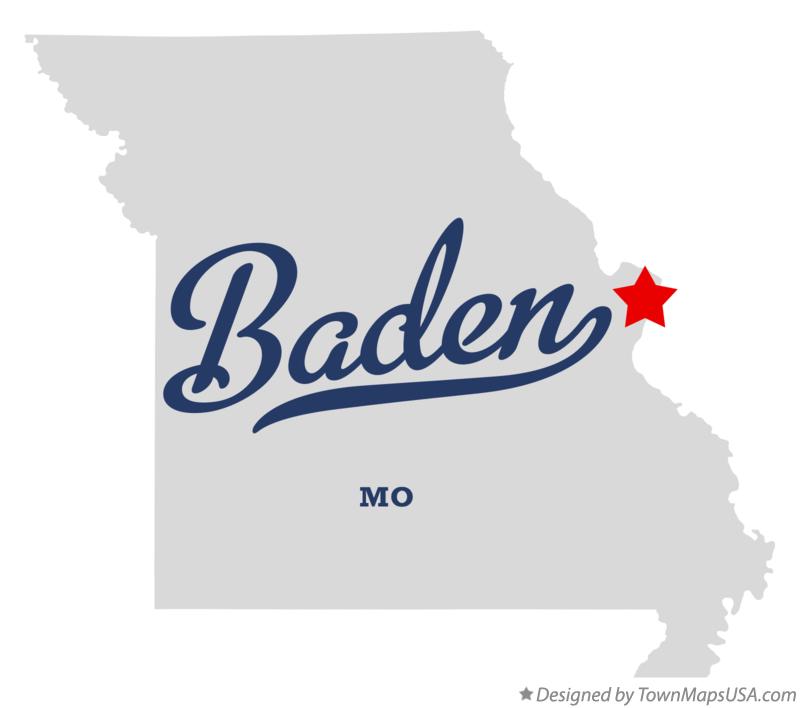 Map of Baden Missouri MO