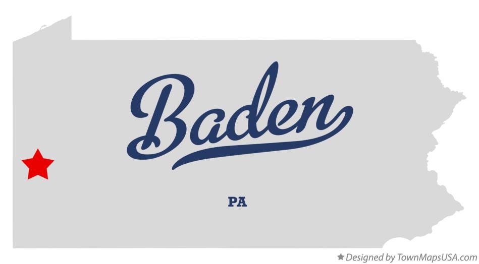 Map of Baden Pennsylvania PA