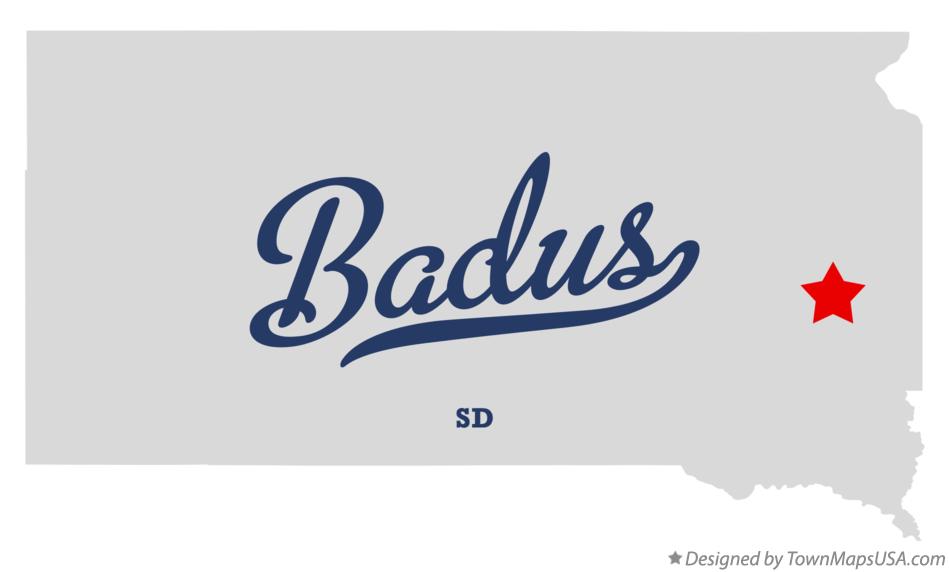 Map of Badus South Dakota SD