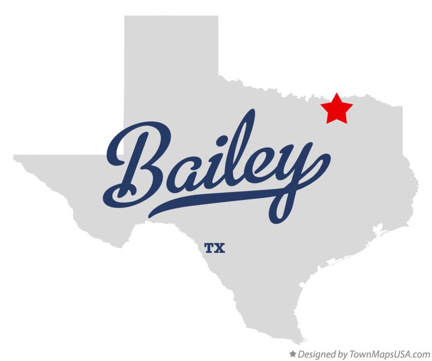 Map of Bailey Texas TX