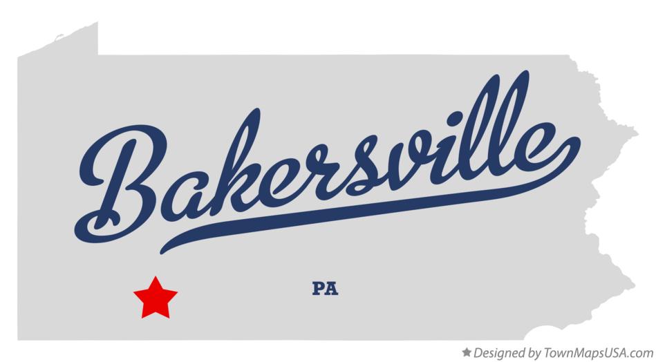 Map of Bakersville Pennsylvania PA