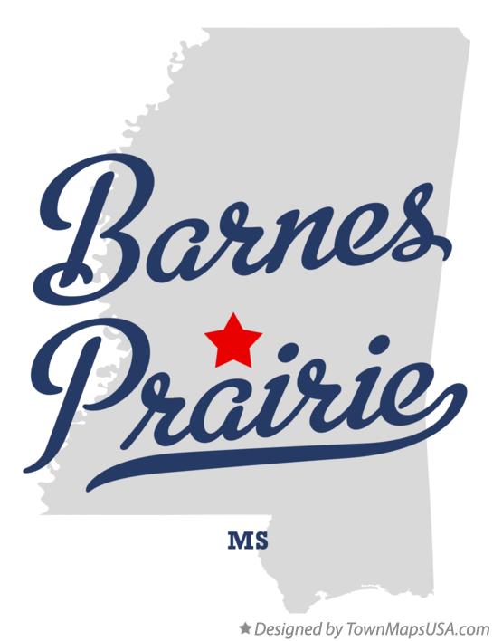 Map of Barnes Prairie Mississippi MS