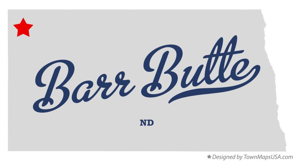 Map of Barr Butte North Dakota ND