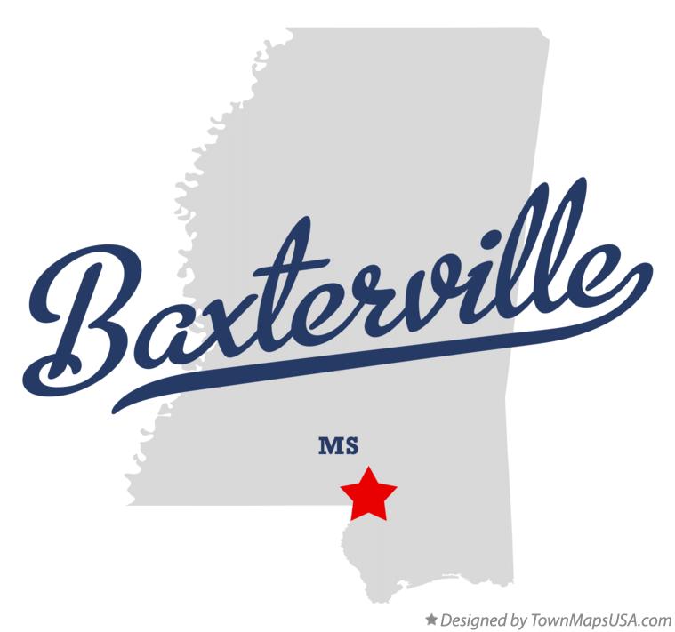 Map of Baxterville Mississippi MS