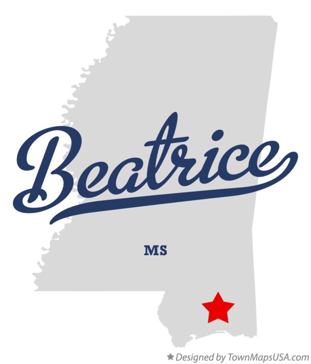 Map of Beatrice Mississippi MS