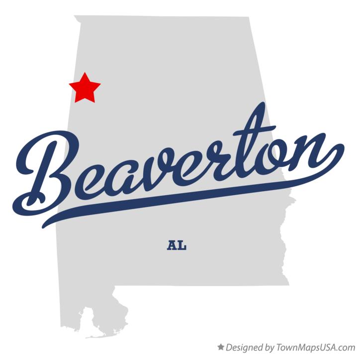 Map of Beaverton Alabama AL