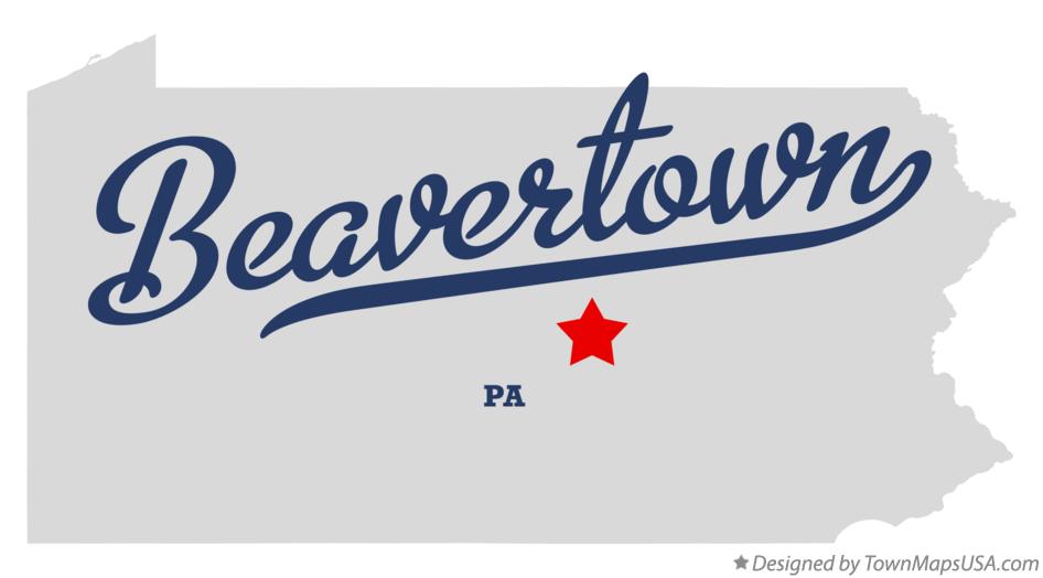 Map of Beavertown Pennsylvania PA