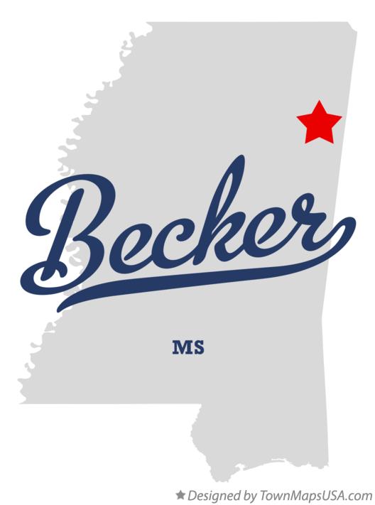 Map of Becker Mississippi MS