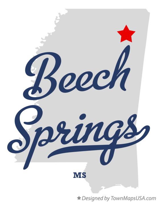 Map of Beech Springs Mississippi MS