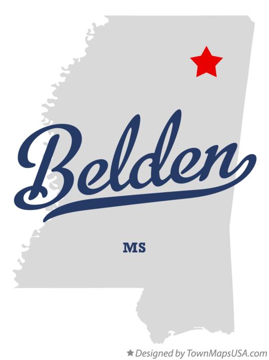 Map of Belden Mississippi MS