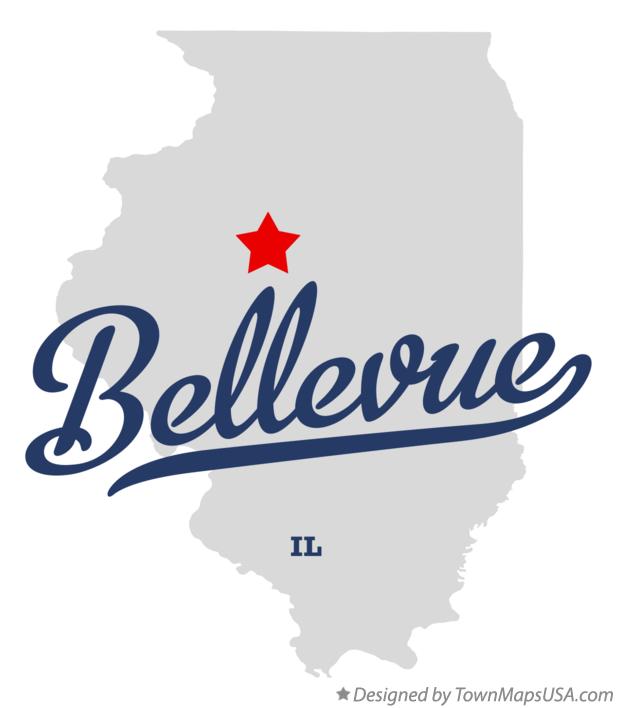 Map of Bellevue Illinois IL