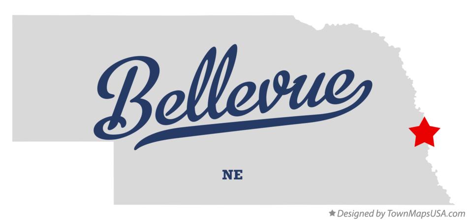 Map of Bellevue Nebraska NE