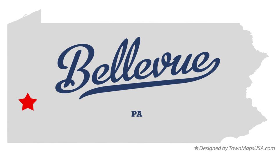 Map of Bellevue Pennsylvania PA