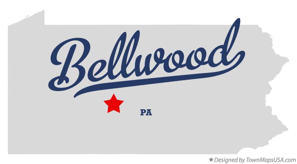 Map of Bellwood Pennsylvania PA