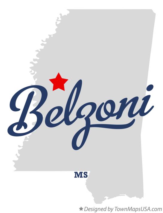 Map of Belzoni Mississippi MS