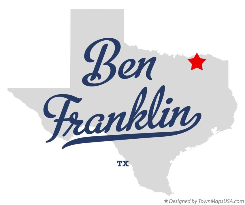 Map of Ben Franklin Texas TX