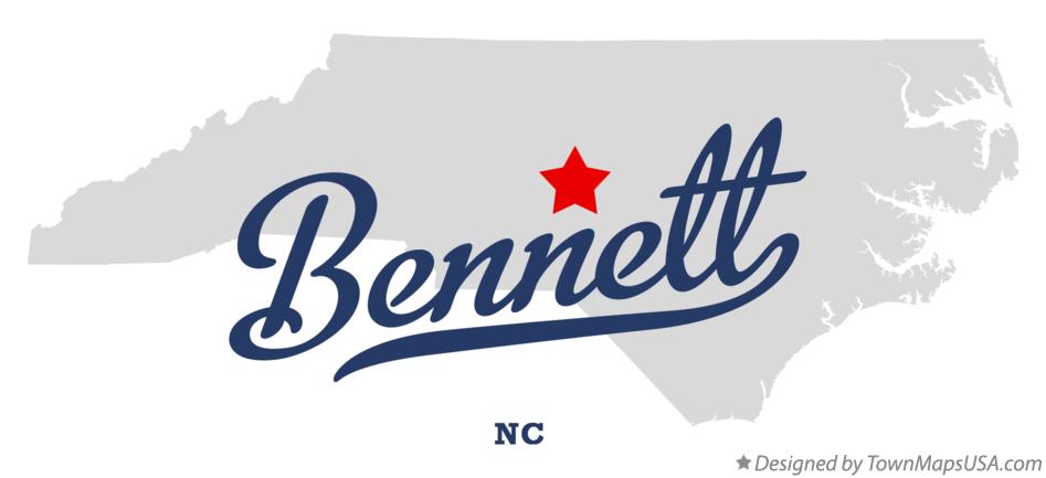 Map of Bennett North Carolina NC