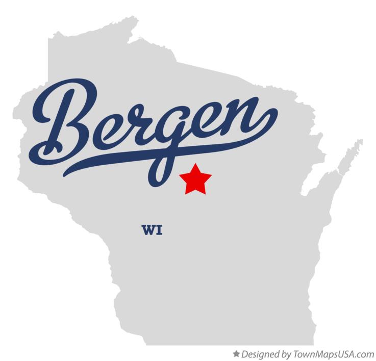 Map of Bergen Wisconsin WI