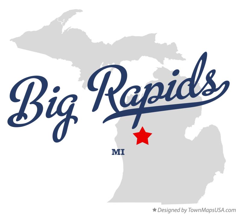 Map of Big Rapids Michigan MI