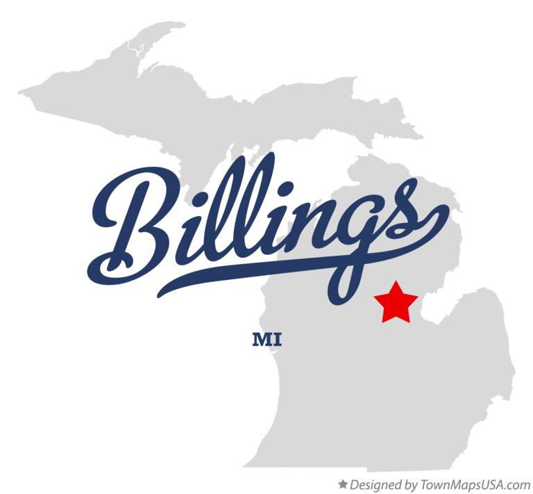 Map of Billings Michigan MI