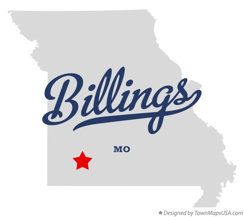 Map of Billings Missouri MO