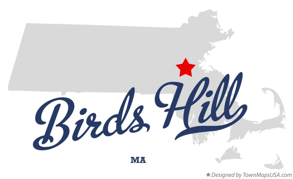 Map of Birds Hill Massachusetts MA