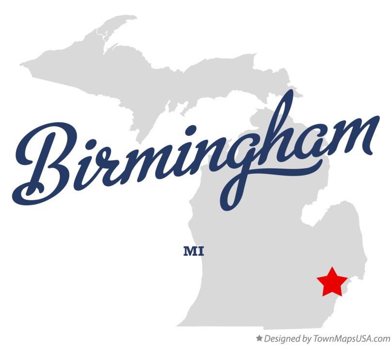 Map of Birmingham Michigan MI
