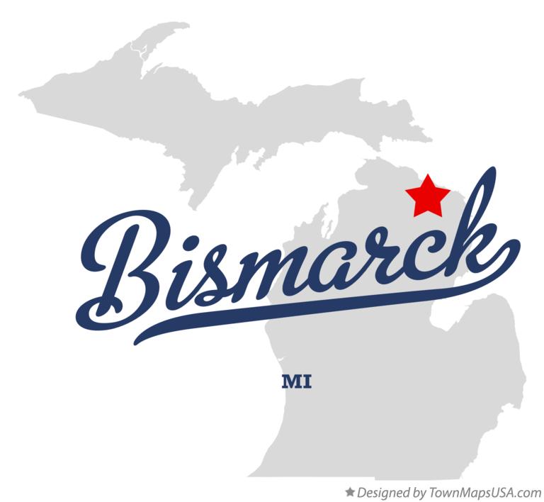 Map of Bismarck Michigan MI