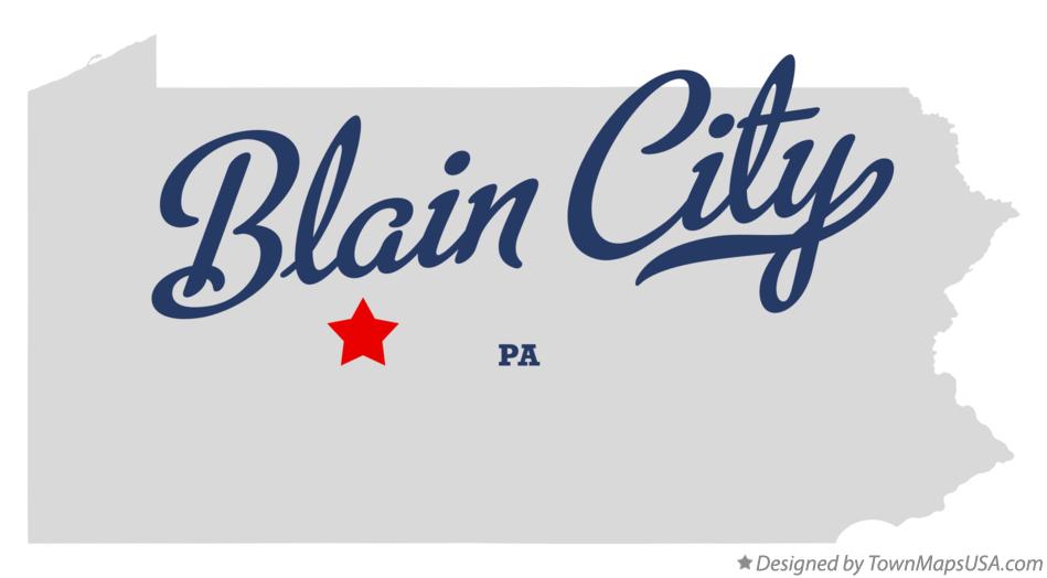 Map of Blain City Pennsylvania PA
