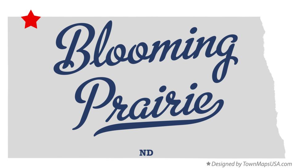 Map of Blooming Prairie North Dakota ND