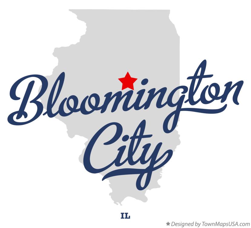 Map of Bloomington City Illinois IL