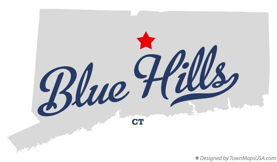Map of Blue Hills Connecticut CT