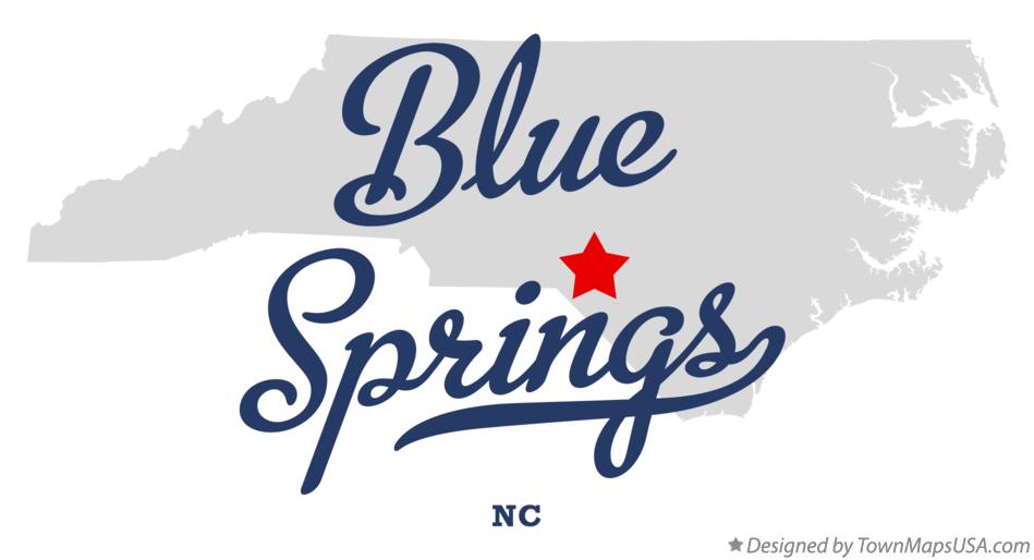 Map of Blue Springs North Carolina NC
