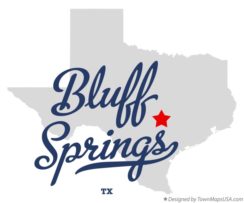 Map of Bluff Springs Texas TX