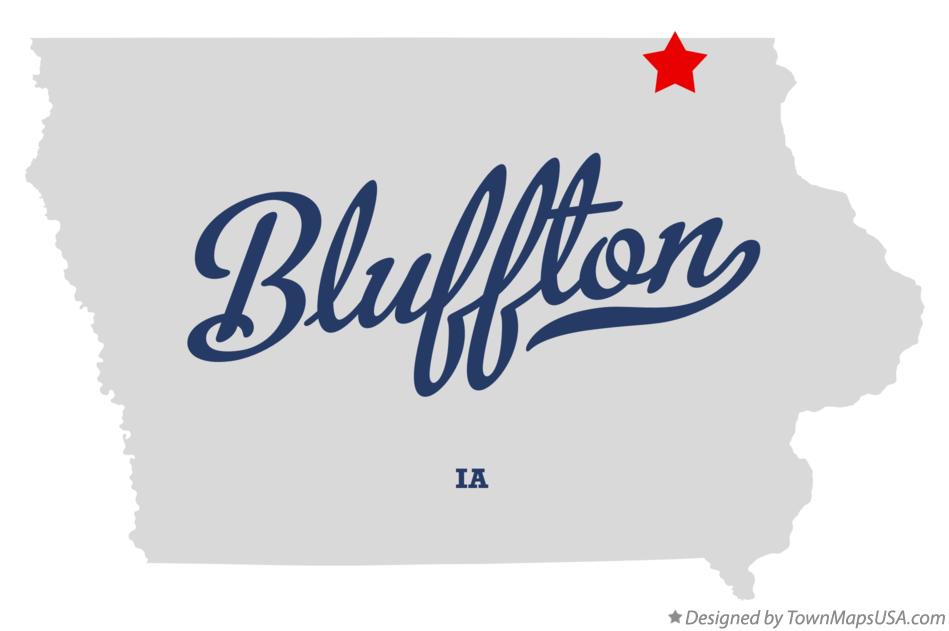 Map of Bluffton Iowa IA